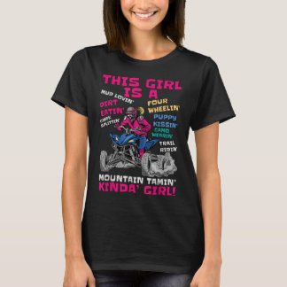 Lustigt ATV Quad Bike Riding Girl All-Terrain 4 W T Shirt