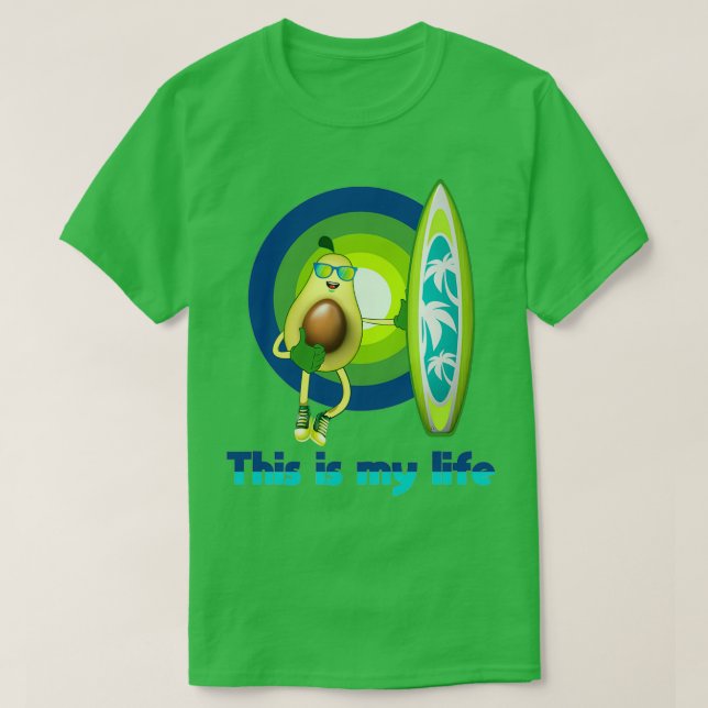 Lustigt avokado surfa lustigt på kärlek den här fr t shirt (Design framsida)