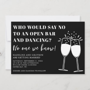 Lustigt Avslappnad Open Pub Dancing Wedding bjudan Inbjudningar