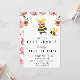 Lustigt Baby Shower Nalle Honungsbi-inbjudan Inbjudningar