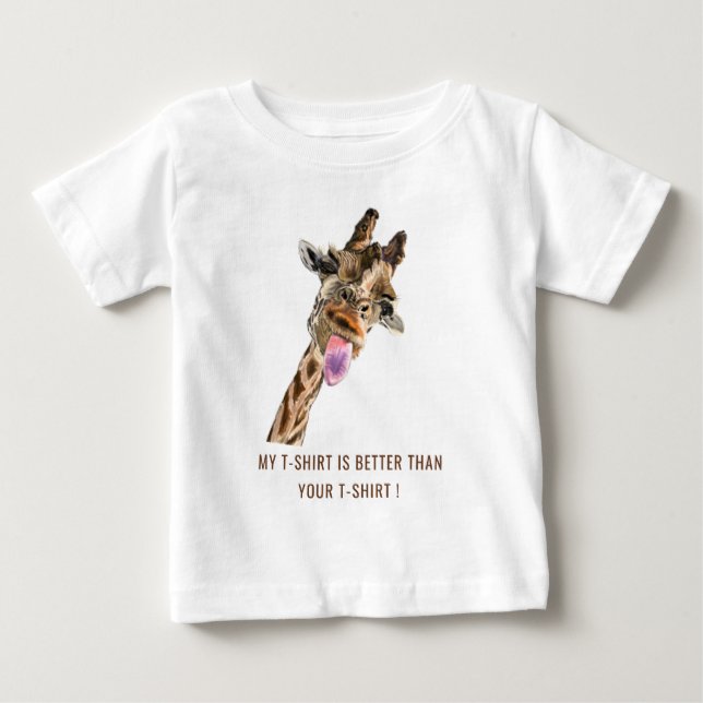 Lustigt Baby T-Shirt med lekfull Giraffe - sjömil (Framsida)