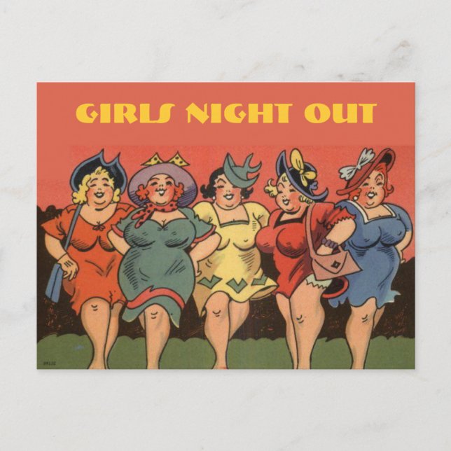 Lustigt bachelorette party,möhippa,hen... inbjudan vykort (Framsida)