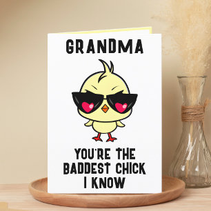 Lustigt Bad Chick Chicken farmor Grattis på födels Tack Kort