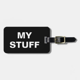 Lustigt bagagemärke med 'Mitt Saker' skrivet på de Bagagebricka