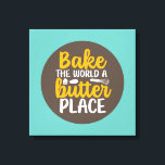 Lustigt Baking Bakery Typography Retro Wall Art Canvastryck<br><div class="desc">Färgfull typografisk konst med retro och vibrerande färg. Lustigt citat om mat,  matlagning,  bakning och matlagning. dekoration för perfekt till ditt kök,  middag,  kafé,  bageriaffär eller restaurang. Bakgrunden färg (cirkeln och fyrkanten) är anpassade via Design Verktyg.</div>