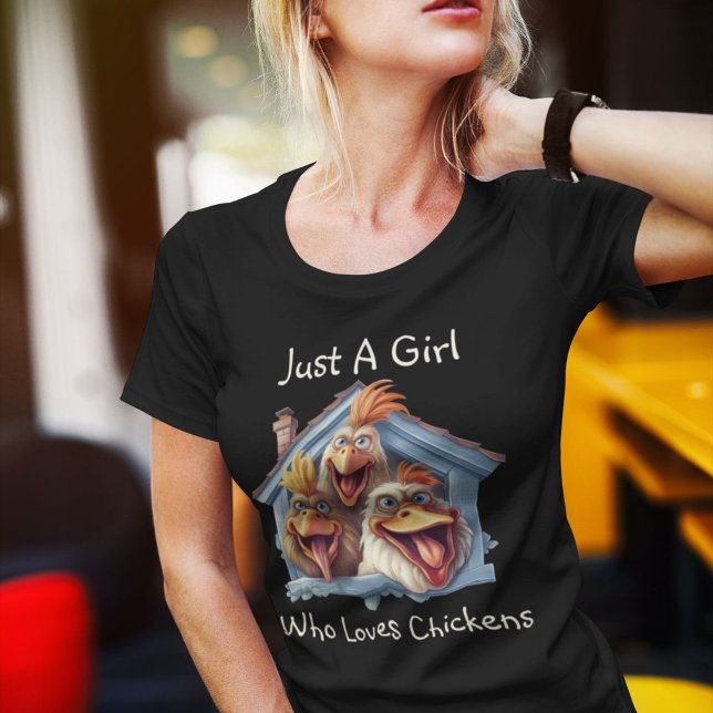Lustigt "Bara en flicka som Kärlek Chickens"-grafi T Shirt (Skapare uppladdad)