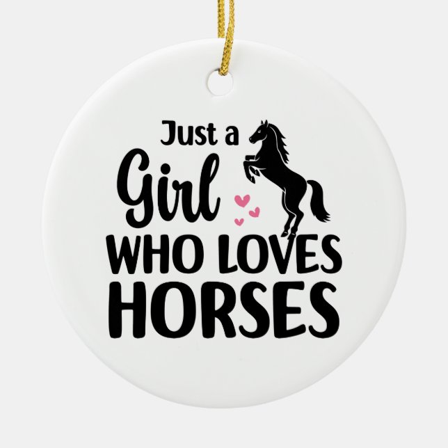 Lustigt, bara en flicka som Kärlek hästar Julgransprydnad Keramik (Framsidan)