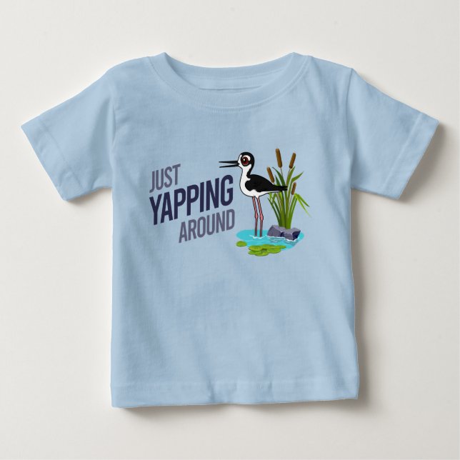 Lustigt bara Yapping Around Black necked Stilt T Shirt (Framsida)
