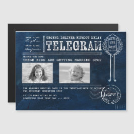 Lustigt barndomsfoto Spara datumtelegram Magnetisk Inbjudningskort