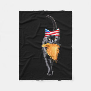 Lustigt barnlöst katt Dam med trump Hair Vote Kama Fleecefilt