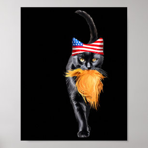 Lustigt barnlöst katt Dam med trump Hair Vote Kama Poster