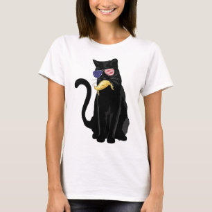 Lustigt barnlöst katt Dam med trump Hair Vote Kama T Shirt