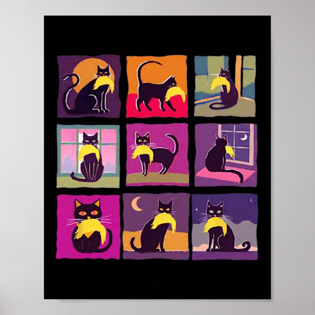 Lustigt, barnoktat katt Dam med trumhinne Poster (Framsidan)
