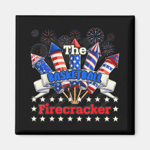 Lustigt Basketball Firecracker 4:e juli-familjen M Magnet