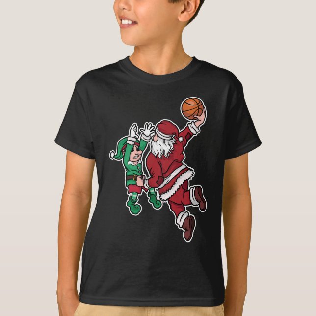 Lustigt basketbollspelaren Santa T Shirt (Framsida)