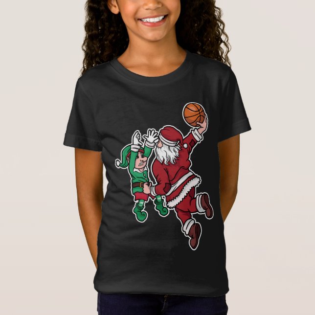 Lustigt basketbollspelaren Santa T Shirt (Framsida)