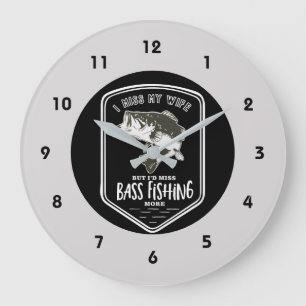 Lustigt Bass Fishing Quote Clock Stor Klocka