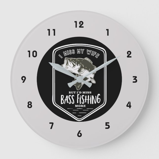 Lustigt Bass Fishing Quote Clock Stor Klocka (Framsida)