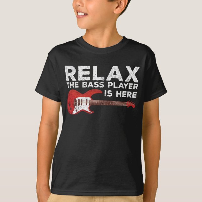 Lustigt Bass Player-citattecken, musiker T Shirt (Framsida)