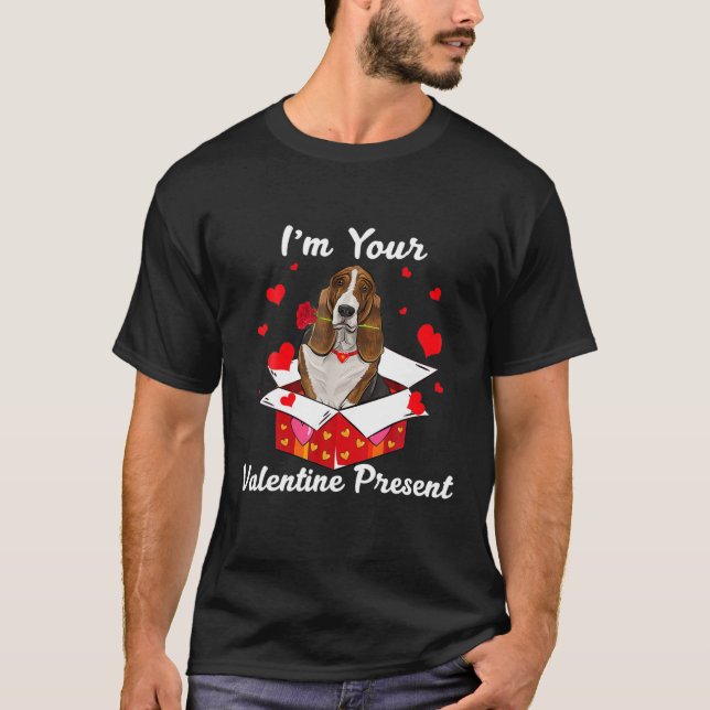 Lustigt Basset Hound, jag är din Alla hjärtans dag T Shirt (Framsida)