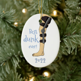 Lustigt bästa dunk någonsin! Basketball Knee Brace Julgransprydnad Keramik