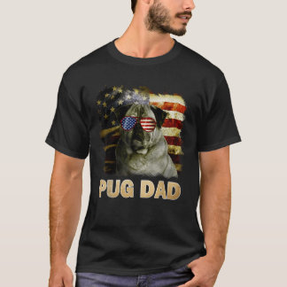 Lustigt bästa Pug Pappa någonsin, amerikansk Flagg T Shirt