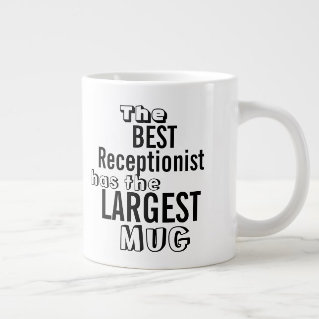 Lustigt bästa RECEPTIONIST Big Mugg Office-offert Jumbo Mugg (Höger)