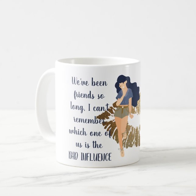 Lustigt bästa vän BAD INFLUENCE-Caricature Kaffemugg (Framsida vänster)