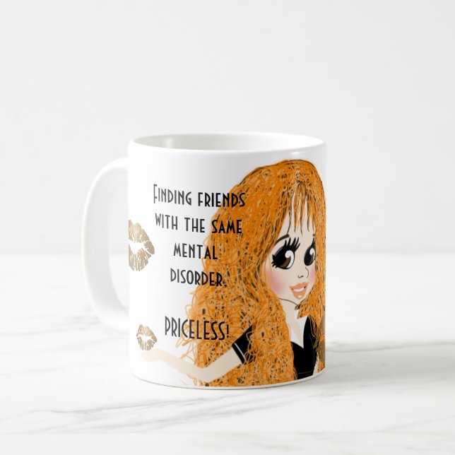 Lustigt bästa vänner med samma mentalsjukdom gift kaffemugg (Framsida vänster)