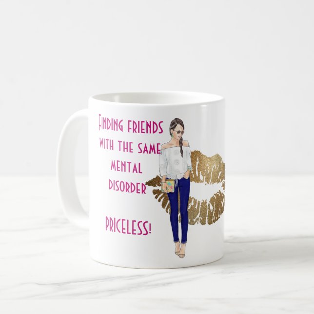Lustigt bästa vänner med samma mentalsjukdom gift kaffemugg (Framsida vänster)