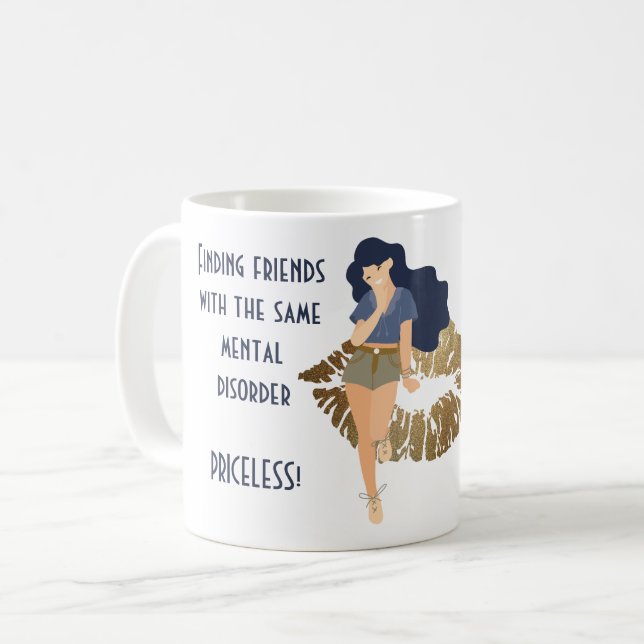 Lustigt bästa vänner med samma mentalsjukdom gift kaffemugg (Framsida vänster)