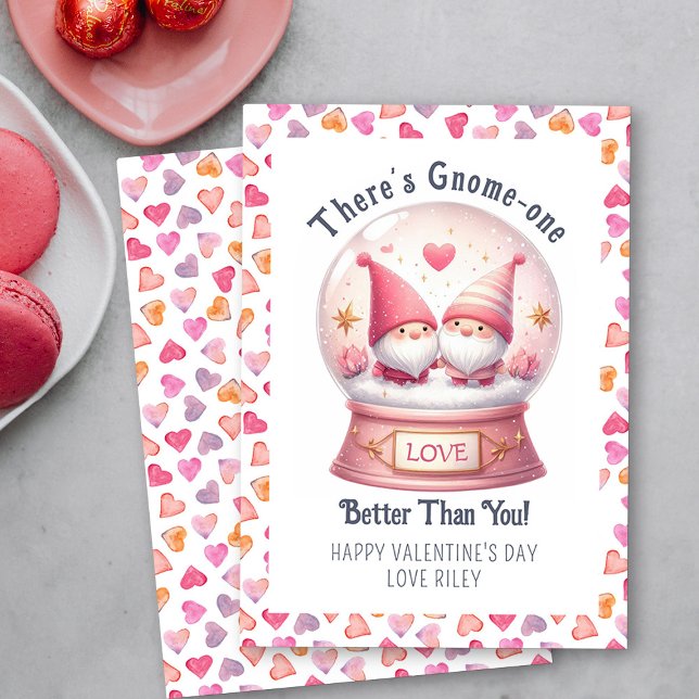 Lustigt, bättre än alla hjärtans dag julkort (Funny Valentine Card .. There's Gnome-one better than you - Order Printed or Instand Download)