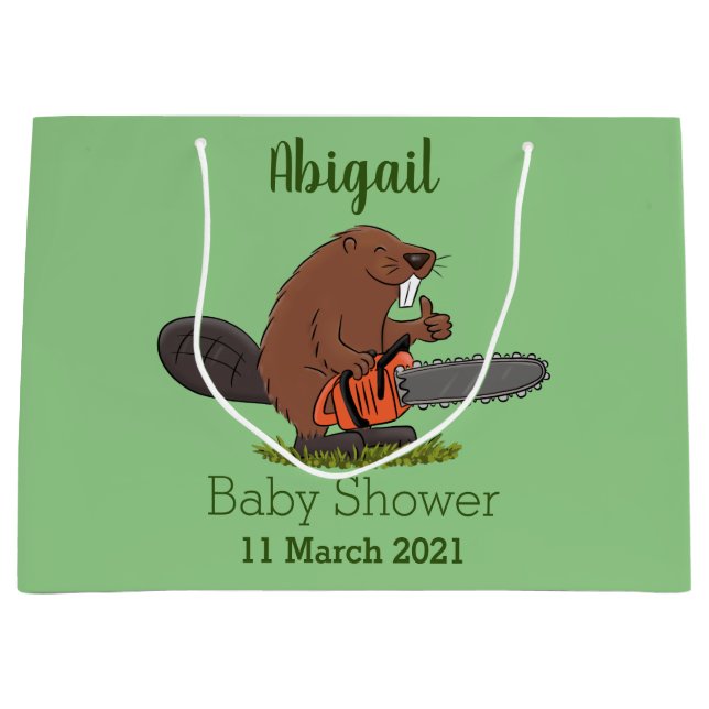 Lustigt bäver med motorsågen tecknad humor (Framsidan)