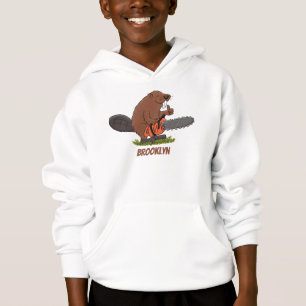 Lustigt bäver med motorsågen tecknad humor t shirt