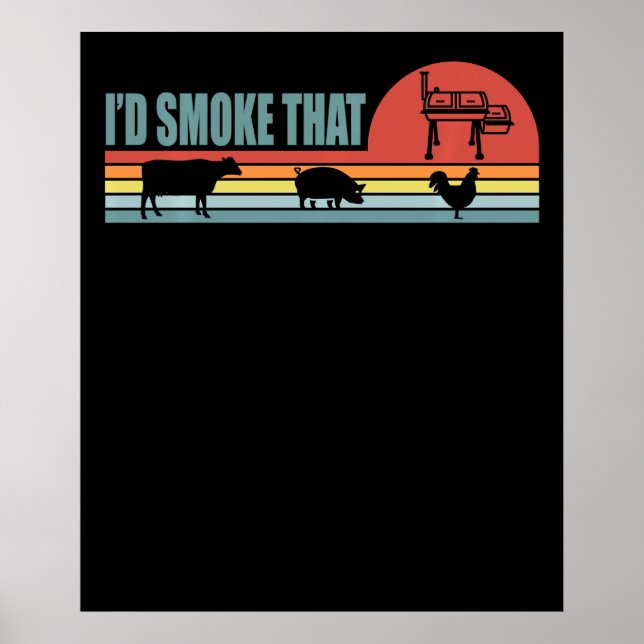 Lustigt BBQ-ID röker den där Barbeque Retro Poster (Framsidan)