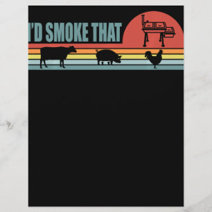 Lustigt BBQ-ID röker den där Barbeque Retro Reklamblad