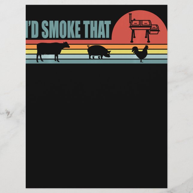 Lustigt BBQ-ID röker den där Barbeque Retro Reklamblad (Framsidan)
