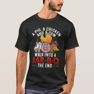 Lustigt BBQ Joke Gris Chicken Cow Barbecue Humor T Shirt