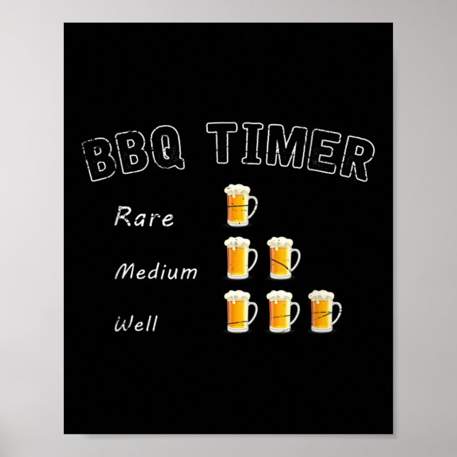 Lustigt Bbq rökte stökrött öl Drinking Gift Barbec Poster (Framsidan)