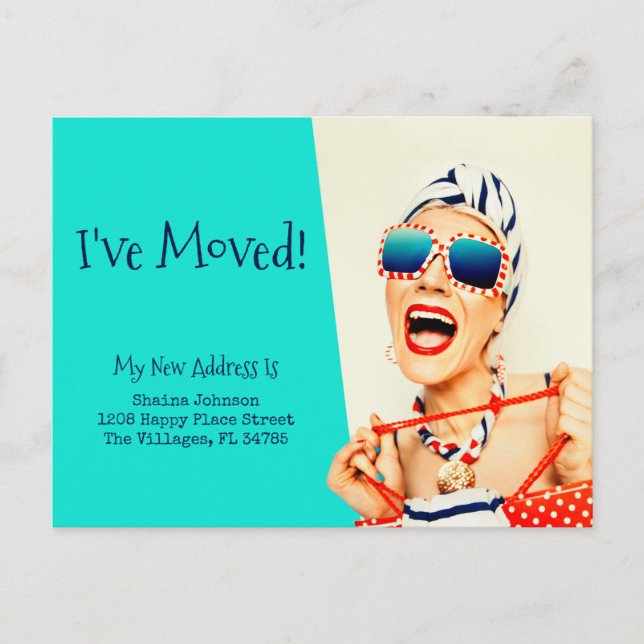 Lustigt Beach Dam jag har Flyttat Vykort (Framsida)