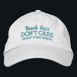 Lustigt Beach Hair aktar inte Anpassningsbar Beach Broderad Keps<br><div class="desc">Lustigt baseboll som lyder "Beach Hair bryr sig inte". Lägg till namn i din favoritstrand eller strandstad (eller ta bort). Ändra texten och hatten färg enkelt. Underbart i soliga dagar på stranden eller vatten.</div>