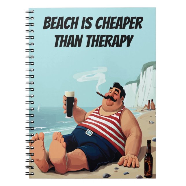 Lustigt Beach Quote, Man med öl. Anteckningsbok (Framsidan)