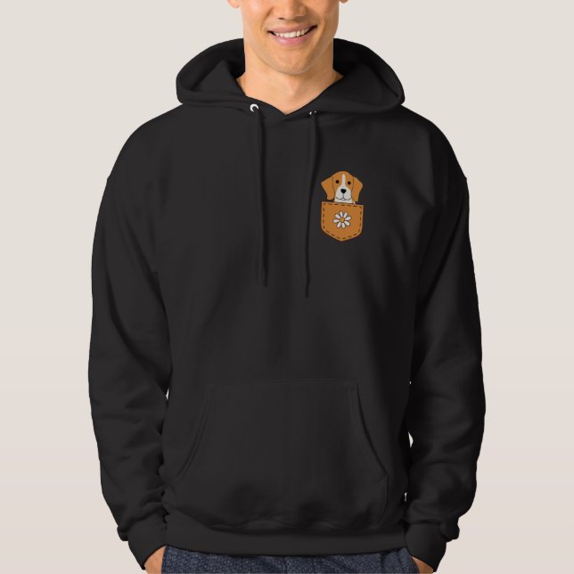 Lustigt Beagle-Hund i Pocket Hoodie (Framsida)