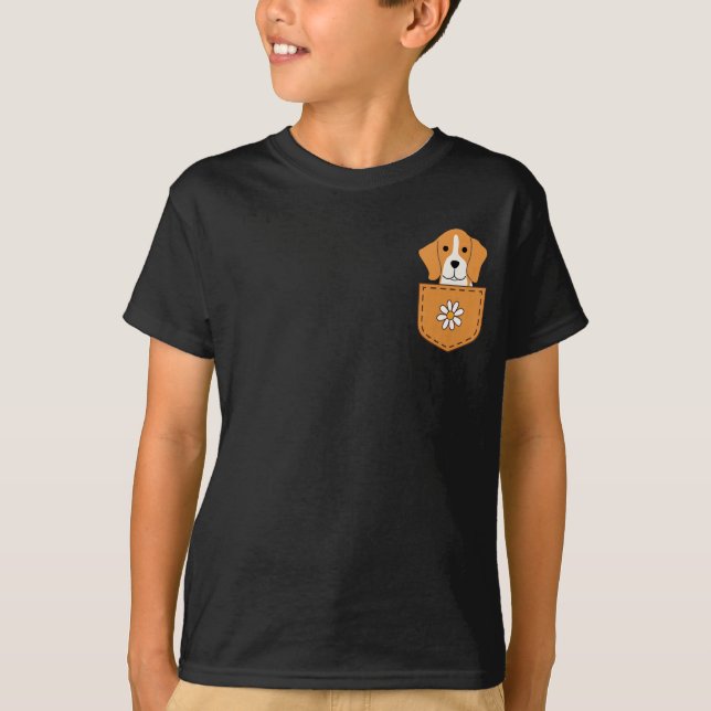 Lustigt Beagle-Hund i Pocket T Shirt (Framsida)