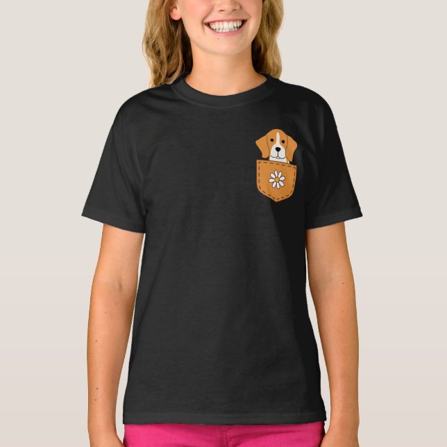 Lustigt Beagle-Hund i Pocket T Shirt (Framsida)