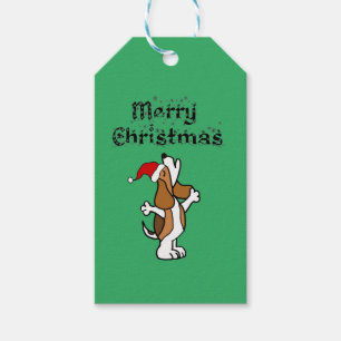 Lustigt Beagle Hund som sjunger jul i Sång Presentetikett