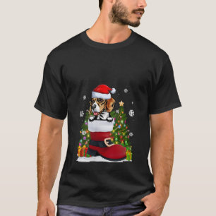 Lustigt Beagle i Shoe Santa Hat God jul T Shirt