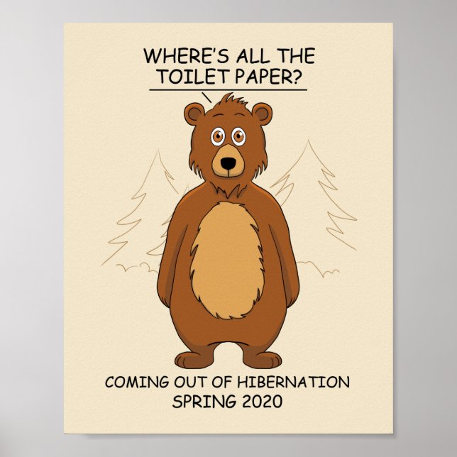 Lustigt Bear ur Hibernation Tecknad Poster (Framsidan)