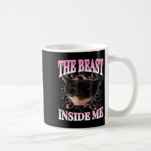 Lustigt Beast Inside Me Fånig Cat Meme Humor Cat Kaffemugg