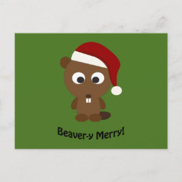 Lustigt Beaver-y Merry! Santa Beaver Helg Vykort